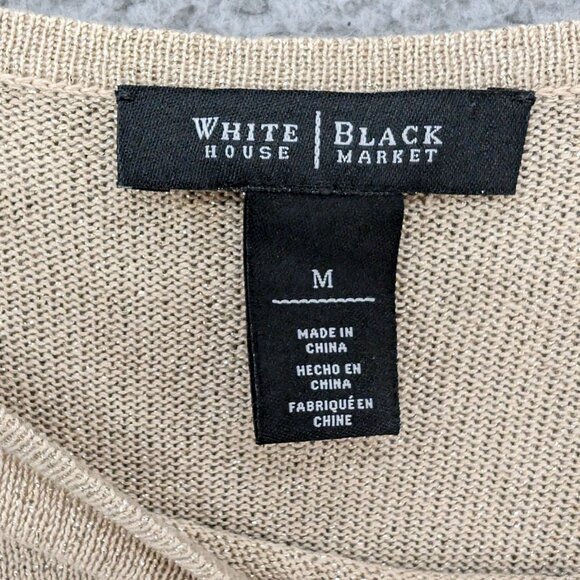 White House Black Market Asymmetrical Tunic Sweater Womens Gold 3/4 Sleeve Sz M - Picture 4 of 10